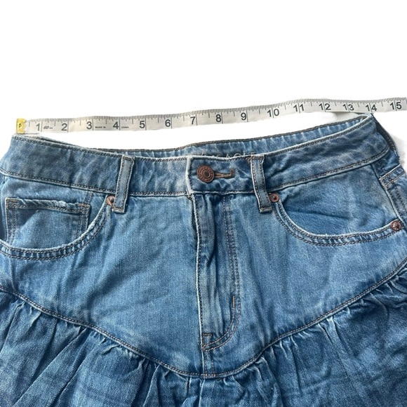 American Eagle Women's Denim Ruffle Mini Skirt Size 6 NWOT - Picture 4 of 9